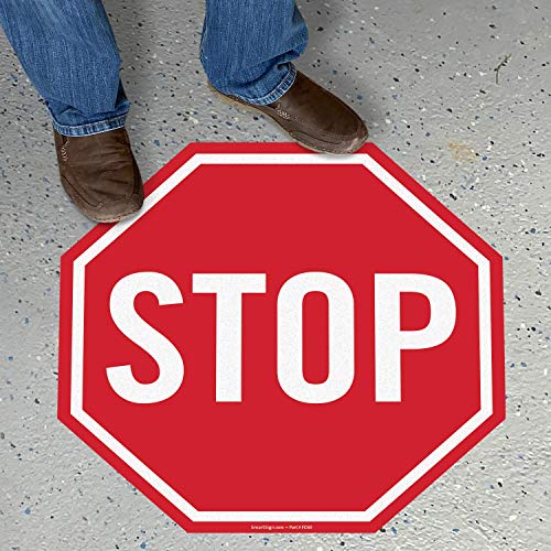SmartSign Stop נגד החלקה דבק מתומן שלט רצפה | 24 x 24